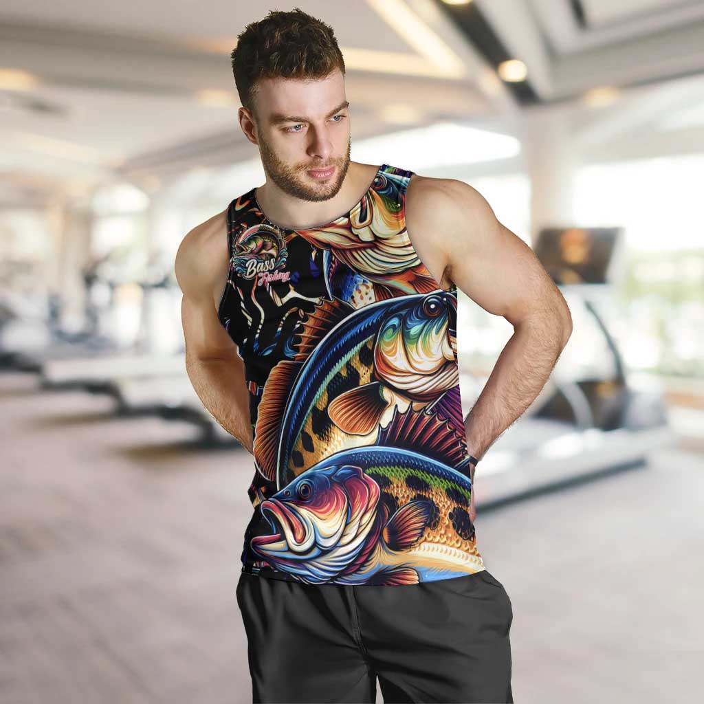 Peacock Bass Fishing Men Tank Top Waves Art