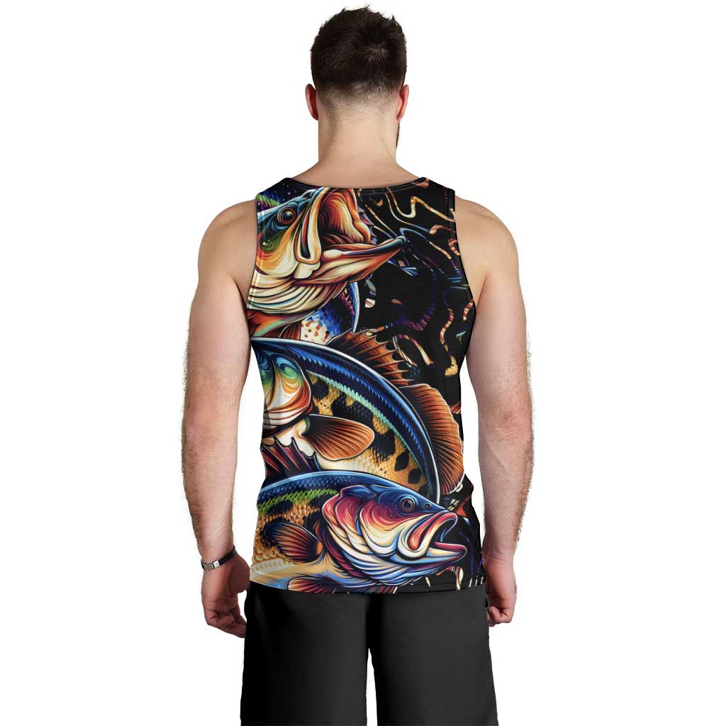 Peacock Bass Fishing Men Tank Top Waves Art