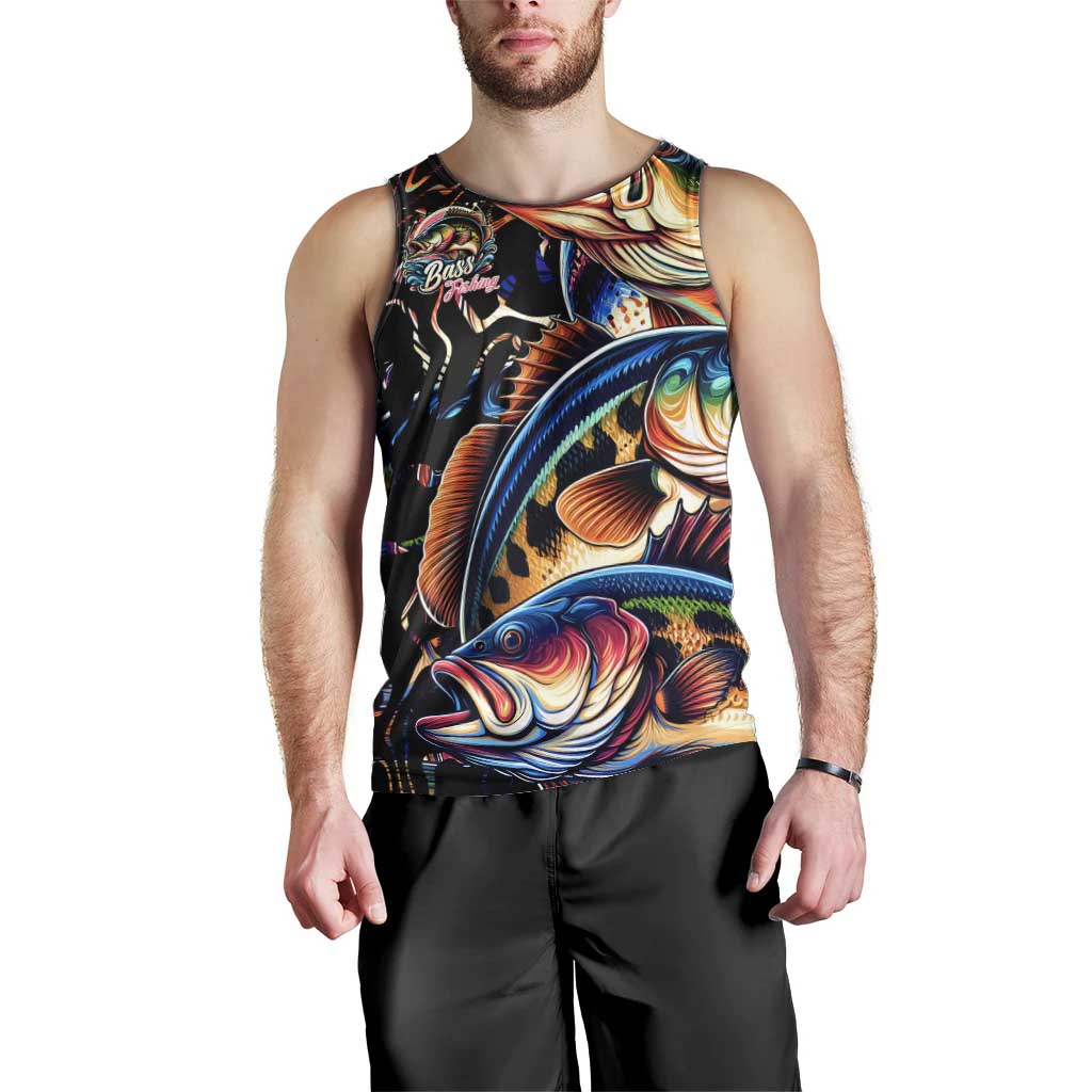 Peacock Bass Fishing Men Tank Top Waves Art