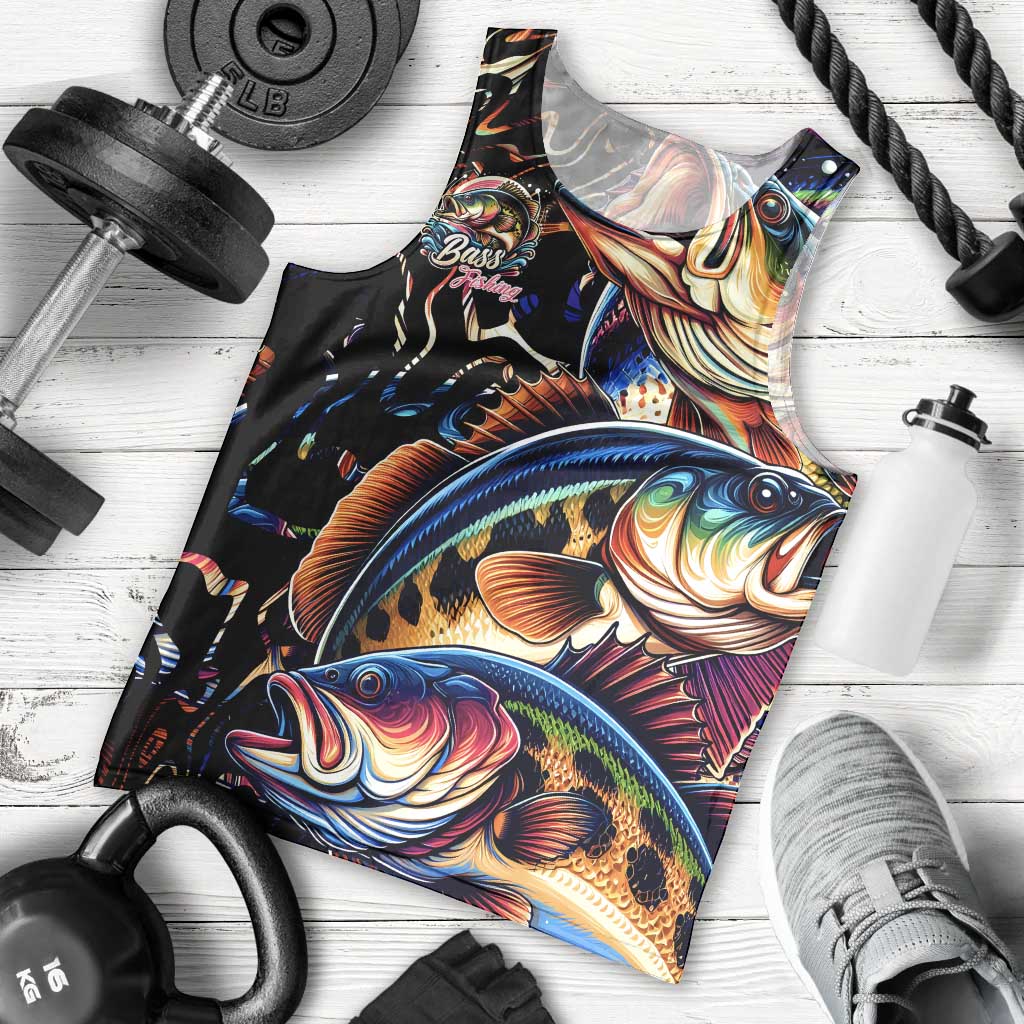 Peacock Bass Fishing Men Tank Top Waves Art
