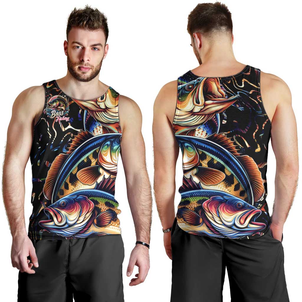 Peacock Bass Fishing Men Tank Top Waves Art