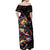 Peacock Bass Fishing Off Shoulder Maxi Dress Waves Art