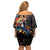 Peacock Bass Fishing Off Shoulder Short Dress Waves Art