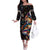Peacock Bass Fishing Off The Shoulder Long Sleeve Dress Waves Art