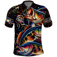 Peacock Bass Fishing Polo Shirt Waves Art