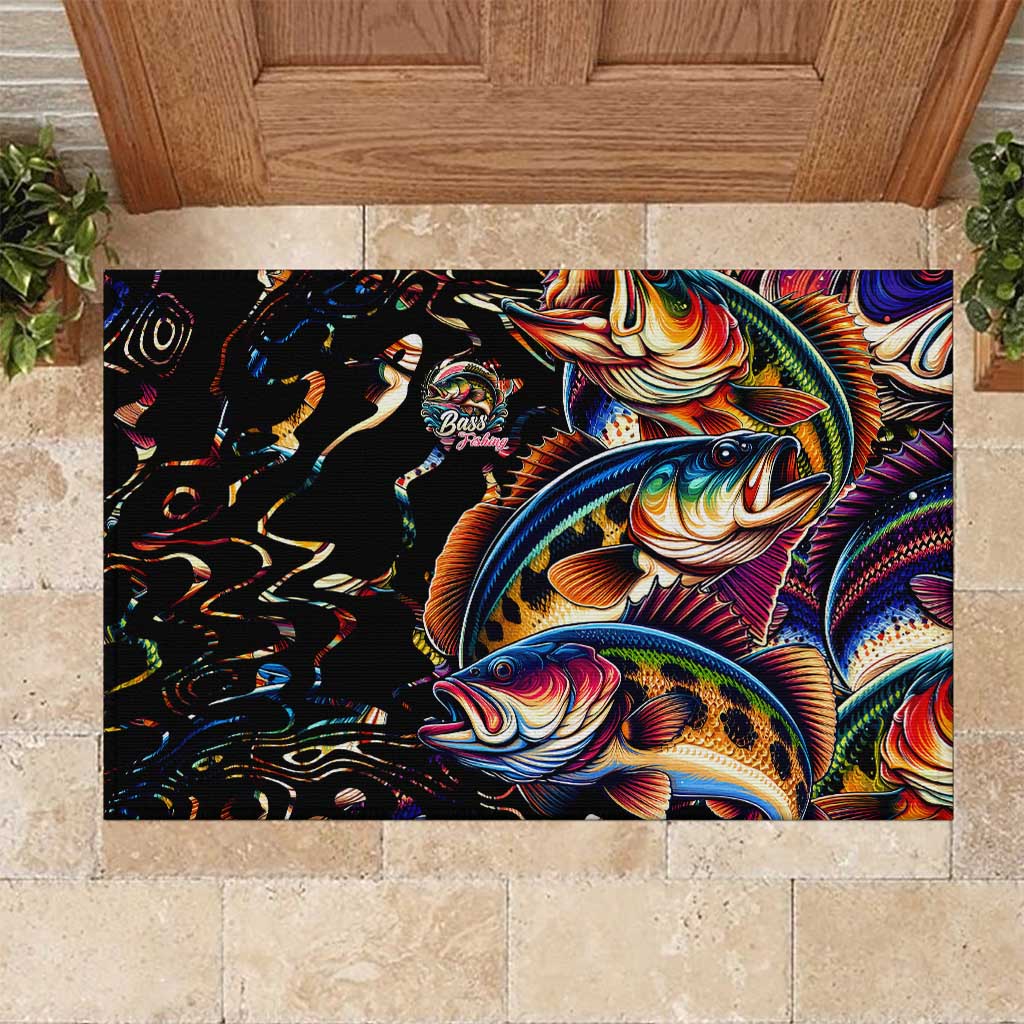 Peacock Bass Fishing Rubber Doormat Waves Art