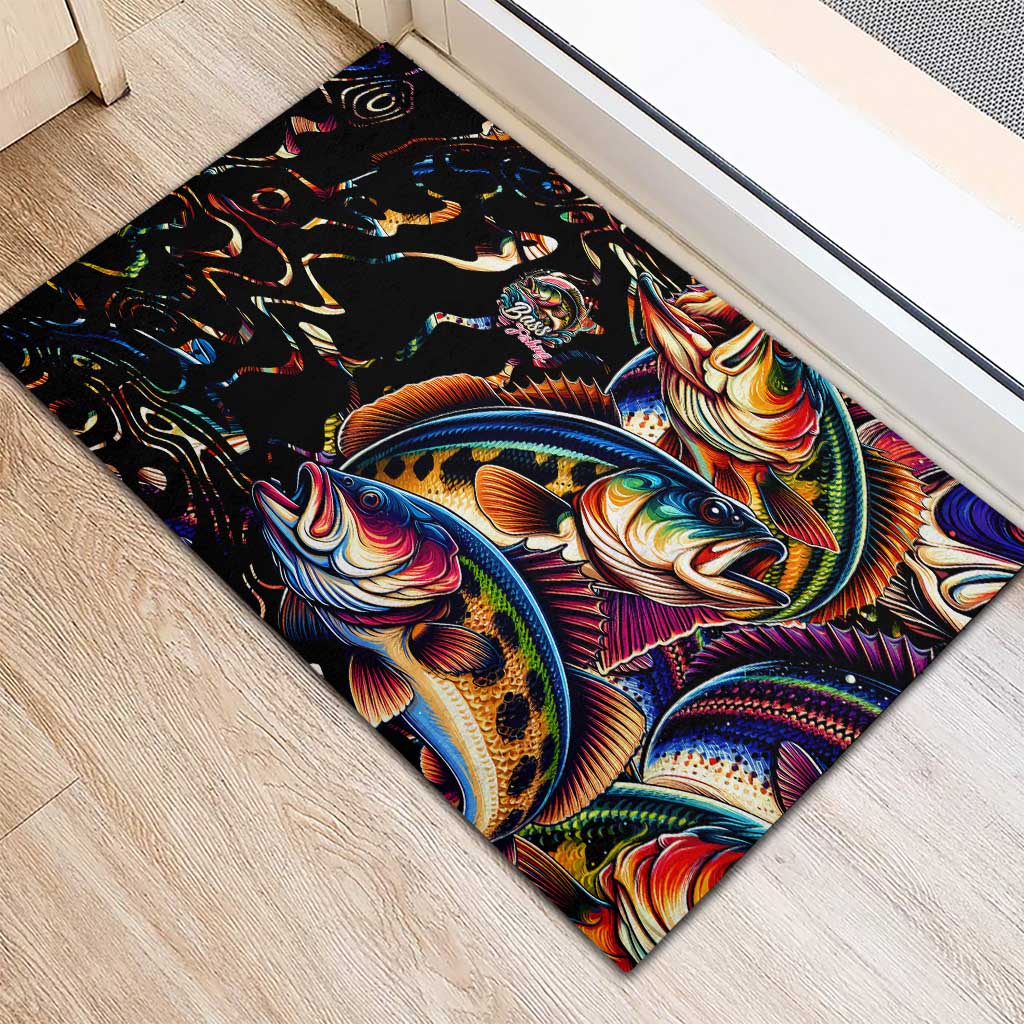 Peacock Bass Fishing Rubber Doormat Waves Art