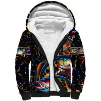 Peacock Bass Fishing Sherpa Hoodie Waves Art