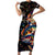 Peacock Bass Fishing Short Sleeve Bodycon Dress Waves Art