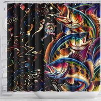 Peacock Bass Fishing Shower Curtain Waves Art