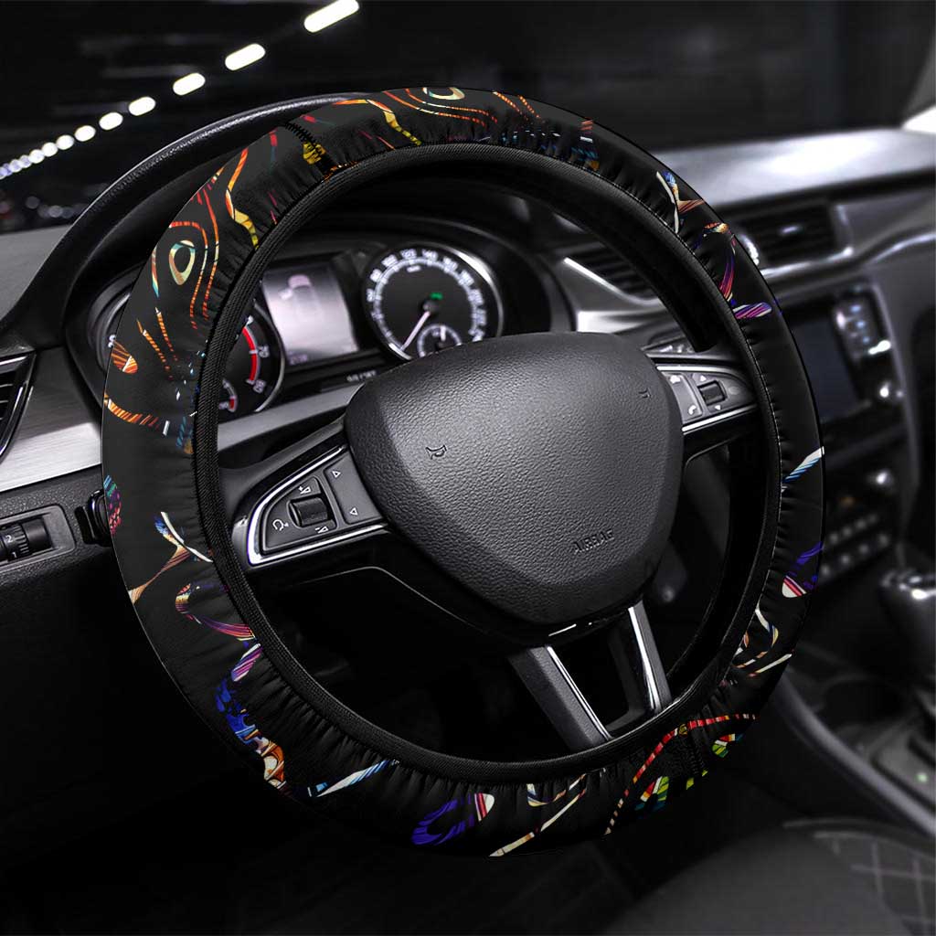 Peacock Bass Fishing Steering Wheel Cover Waves Art