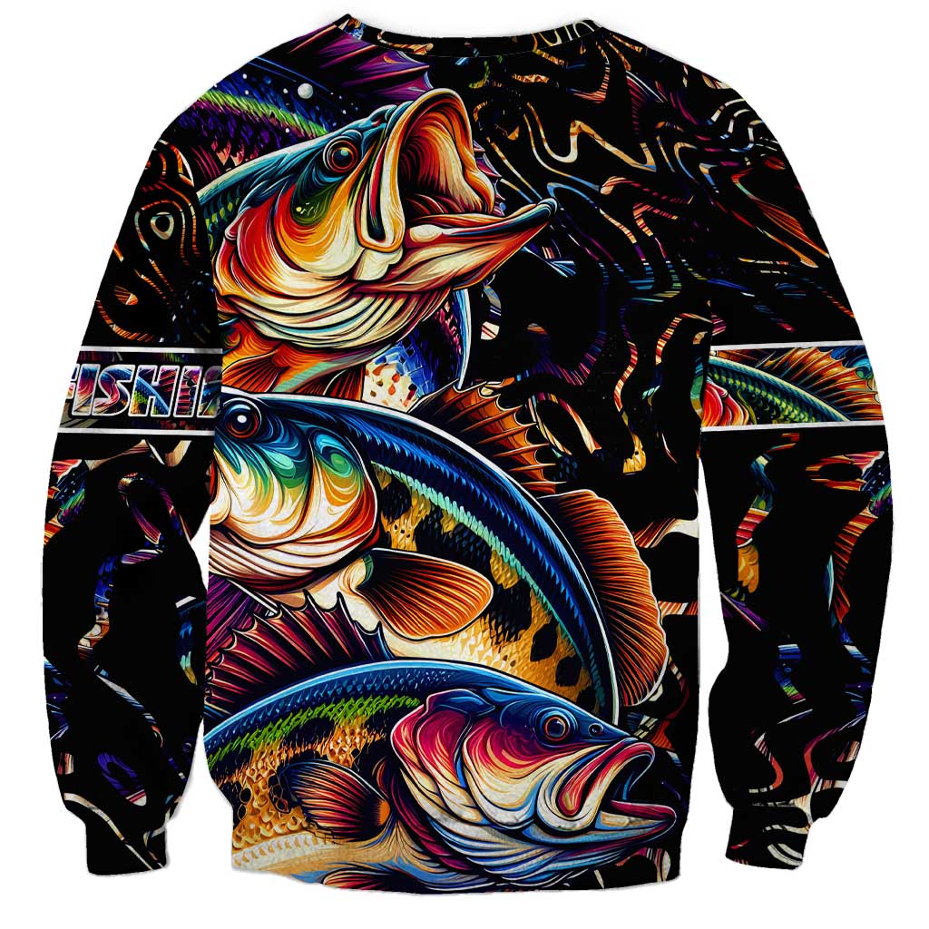 Peacock Bass Fishing Sweatshirt Waves Art