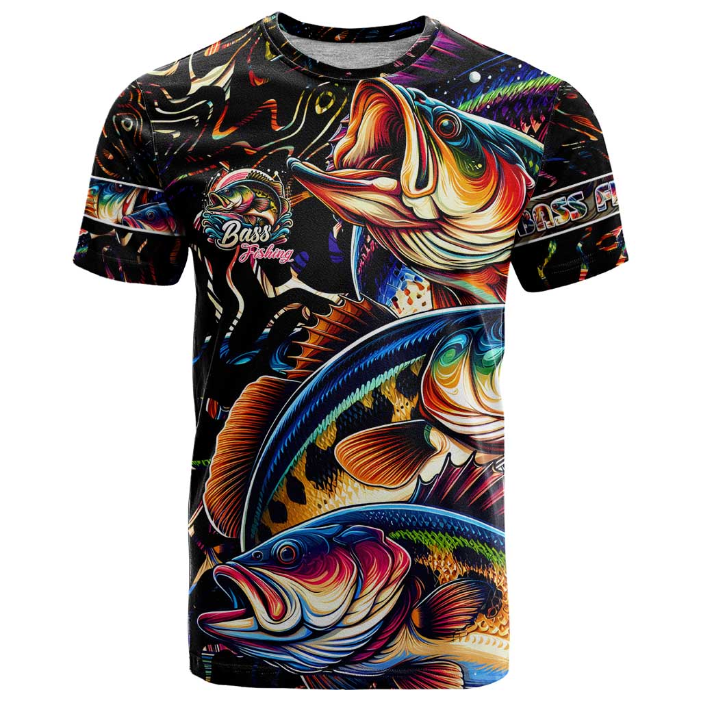 Peacock Bass Fishing T Shirt Waves Art