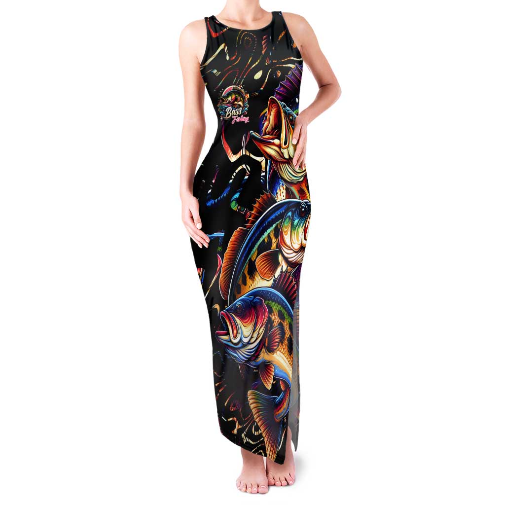 Peacock Bass Fishing Tank Maxi Dress Waves Art