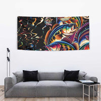 Peacock Bass Fishing Tapestry Waves Art