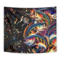 Peacock Bass Fishing Tapestry Waves Art