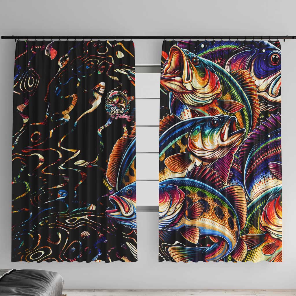 Peacock Bass Fishing Window Curtain Waves Art