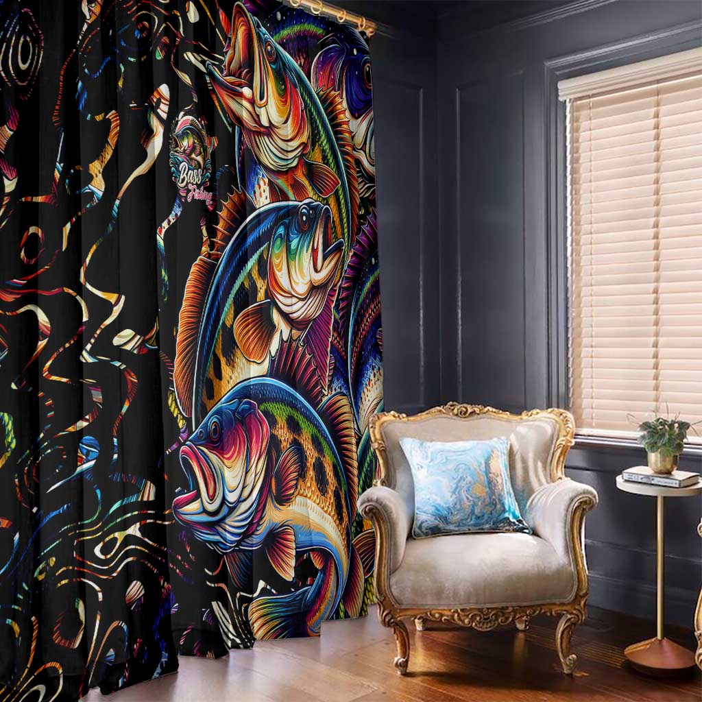 Peacock Bass Fishing Window Curtain Waves Art
