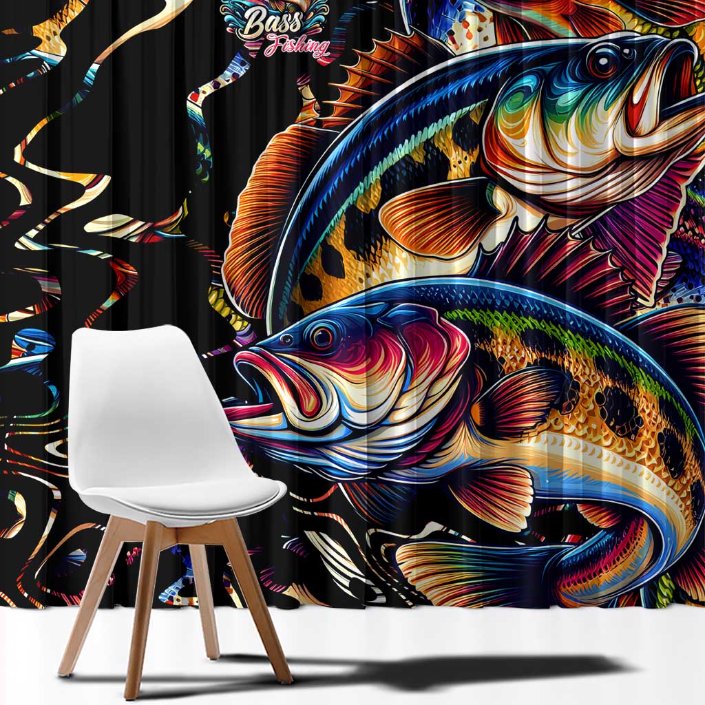 Peacock Bass Fishing Window Curtain Waves Art