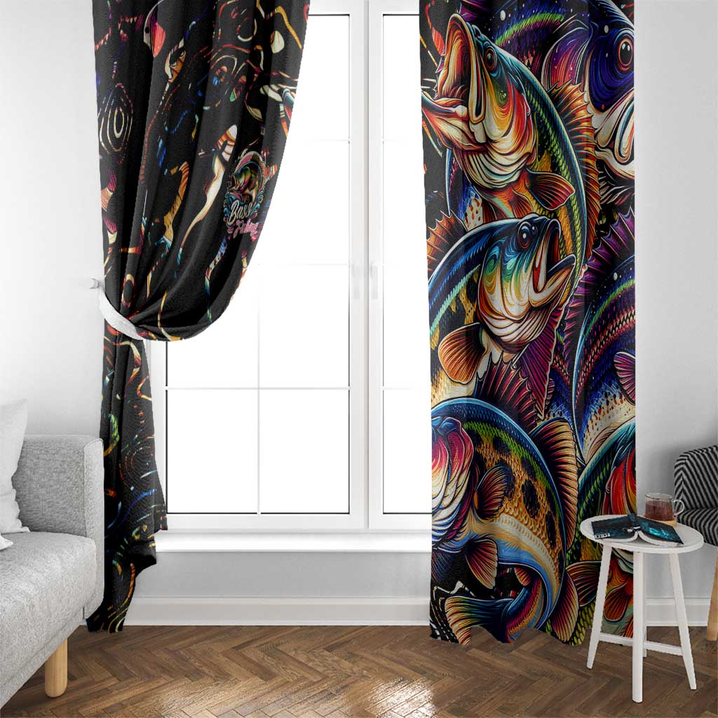 Peacock Bass Fishing Window Curtain Waves Art