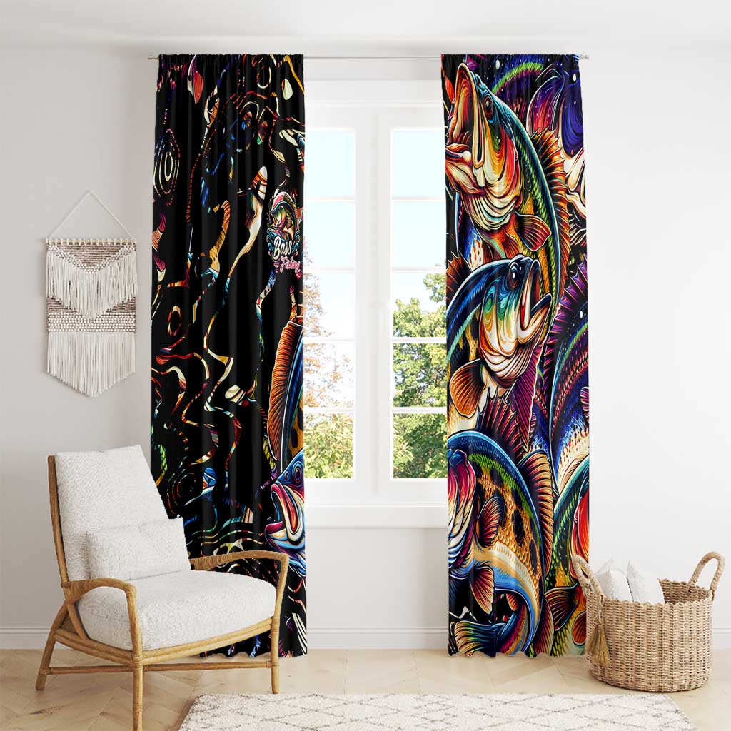 Peacock Bass Fishing Window Curtain Waves Art