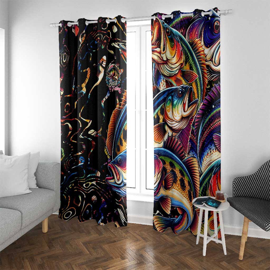 Peacock Bass Fishing Window Curtain Waves Art