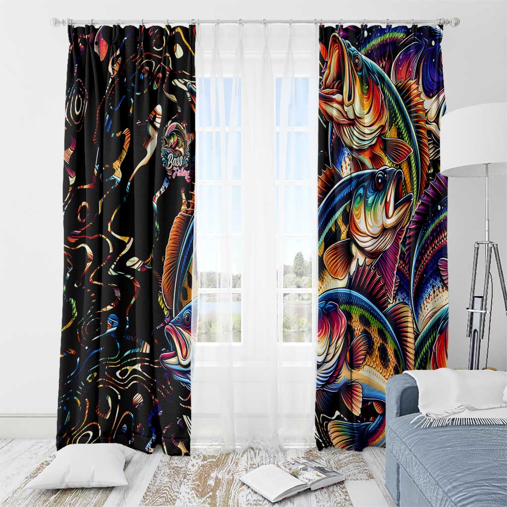Peacock Bass Fishing Window Curtain Waves Art