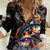 Peacock Bass Fishing Women Casual Shirt Waves Art