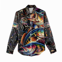 Peacock Bass Fishing Women Casual Shirt Waves Art