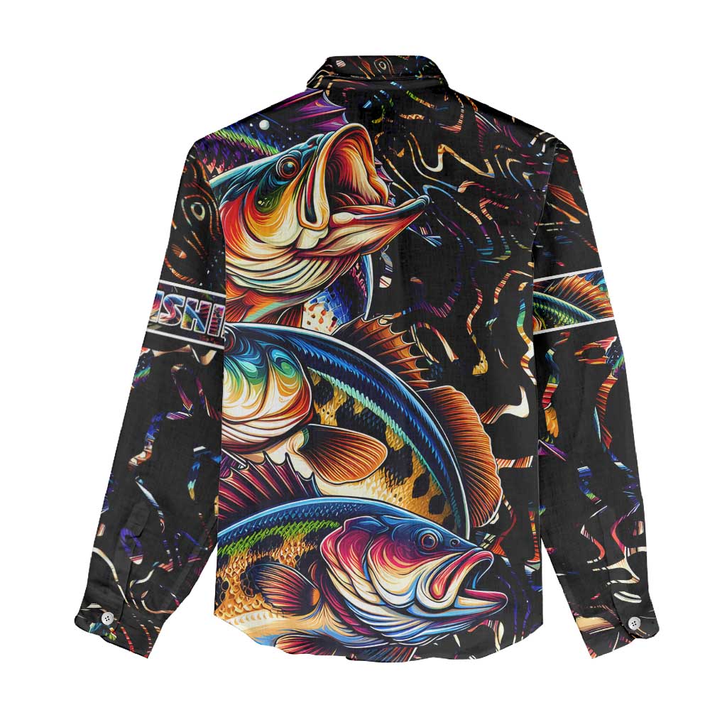 Peacock Bass Fishing Women Casual Shirt Waves Art