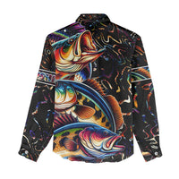 Peacock Bass Fishing Women Casual Shirt Waves Art