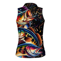 Peacock Bass Fishing Women Sleeveless Polo Shirt Waves Art