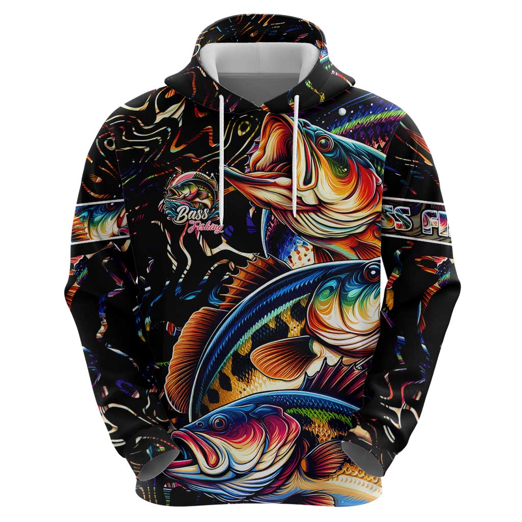 Peacock Bass Fishing Zip Hoodie Waves Art