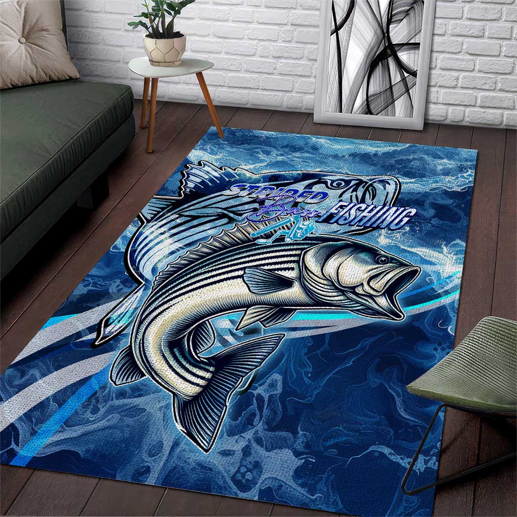 Striped Bass Fishing Area Rug Ocean Waves
