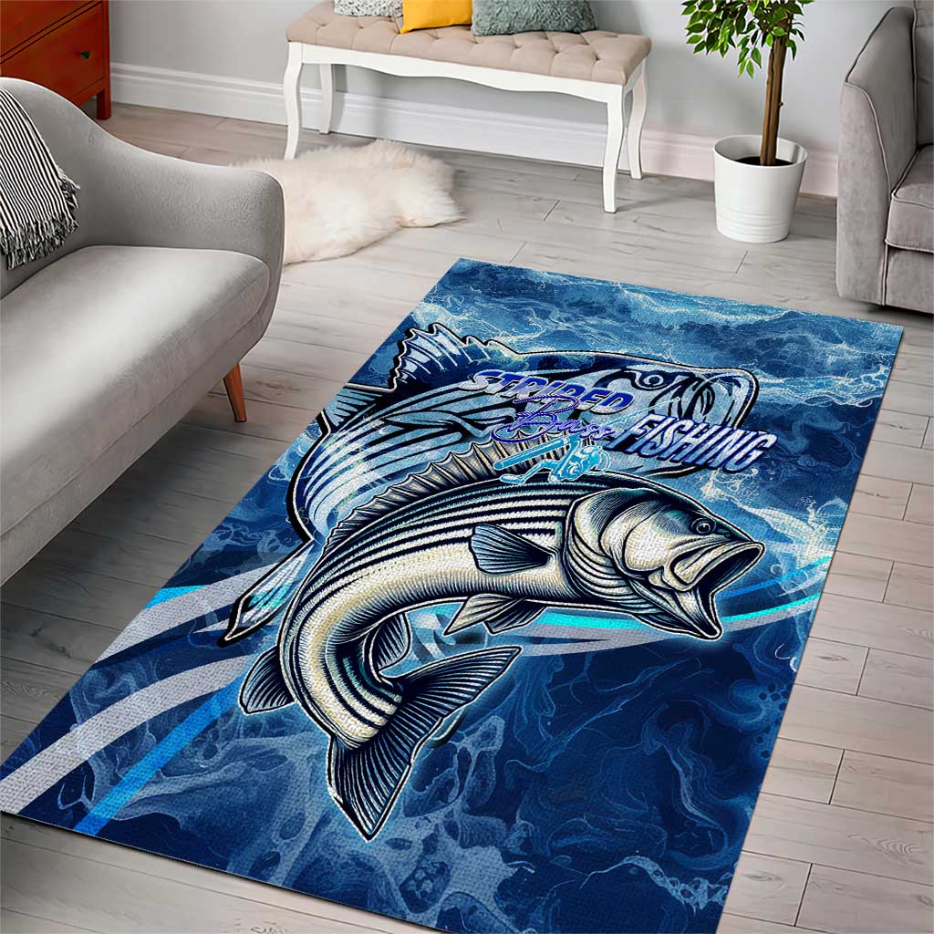 Striped Bass Fishing Area Rug Ocean Waves