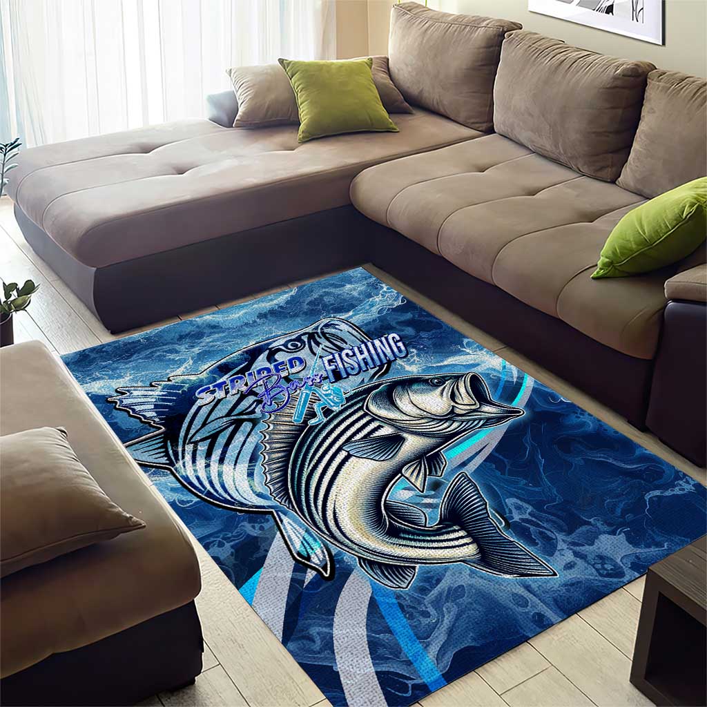Striped Bass Fishing Area Rug Ocean Waves