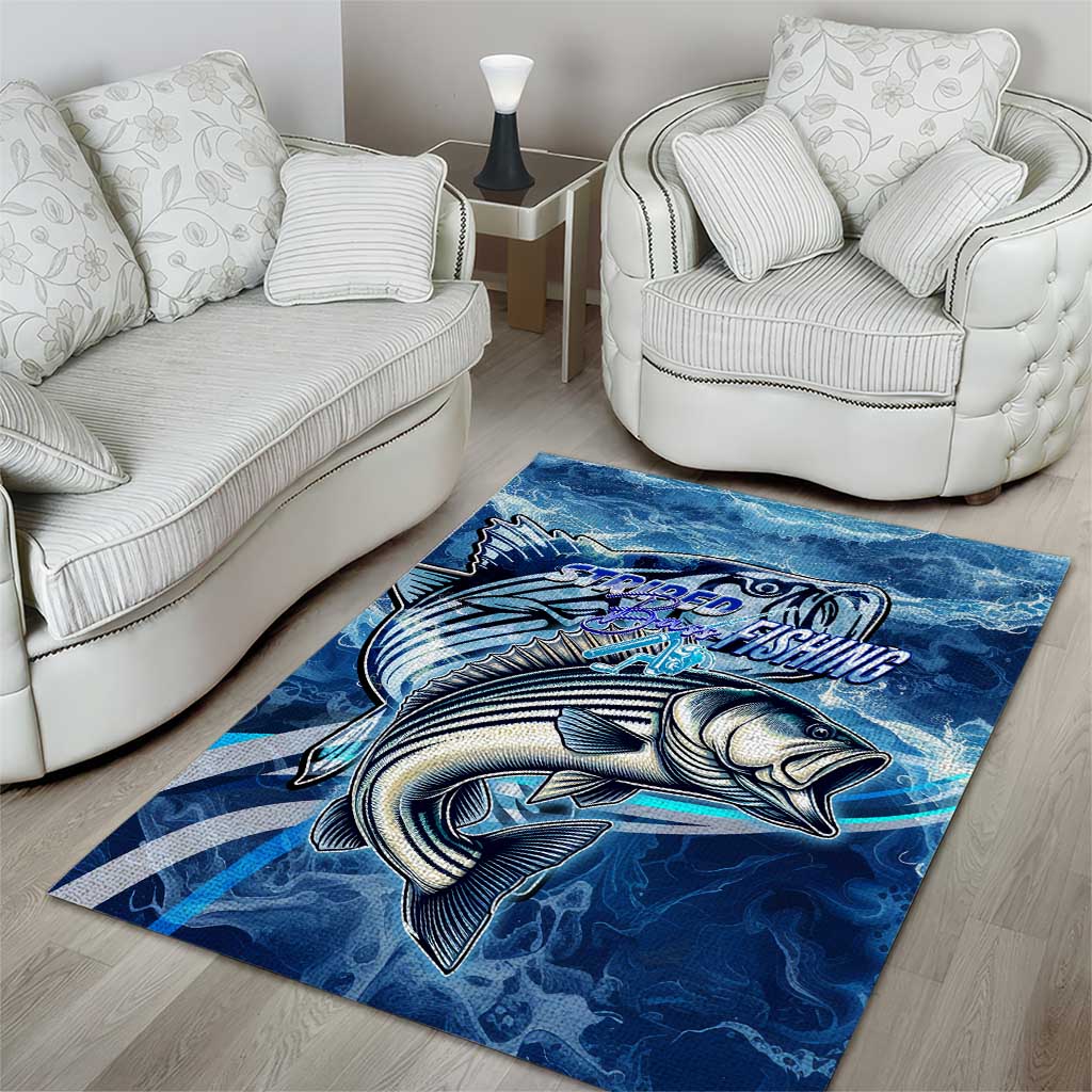 Striped Bass Fishing Area Rug Ocean Waves