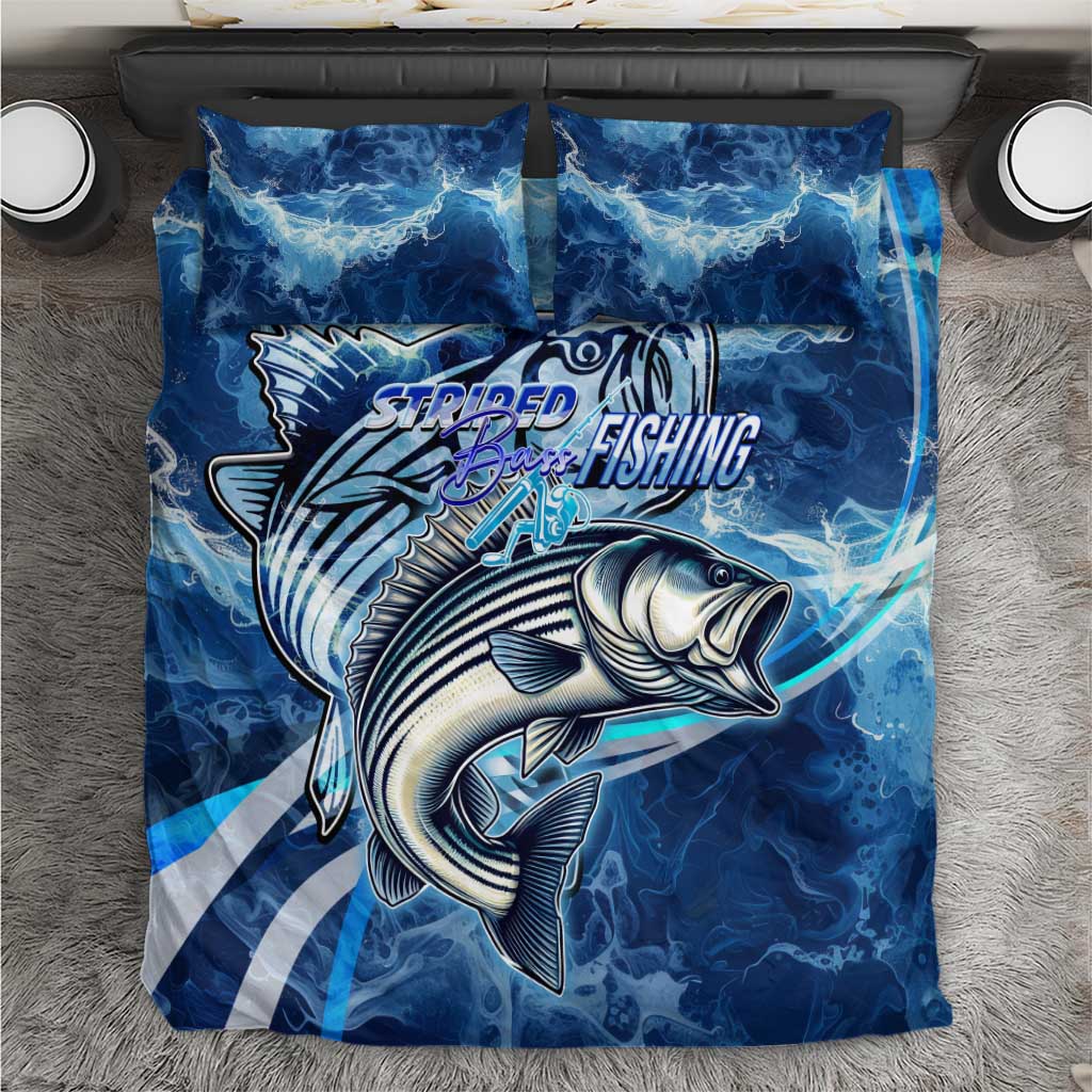 Striped Bass Fishing Bedding Set Ocean Waves