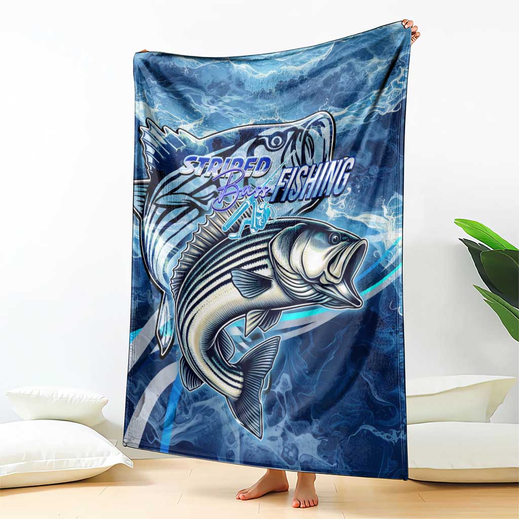 Striped Bass Fishing Blanket Ocean Waves