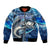 Striped Bass Fishing Bomber Jacket Ocean Waves