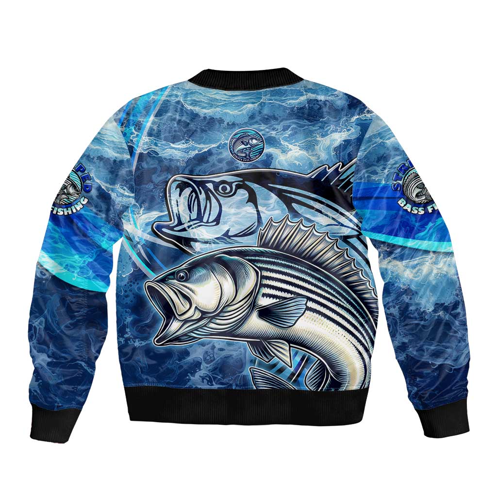Striped Bass Fishing Bomber Jacket Ocean Waves