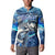 Striped Bass Fishing Button Sweatshirt Ocean Waves