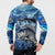 Striped Bass Fishing Button Sweatshirt Ocean Waves