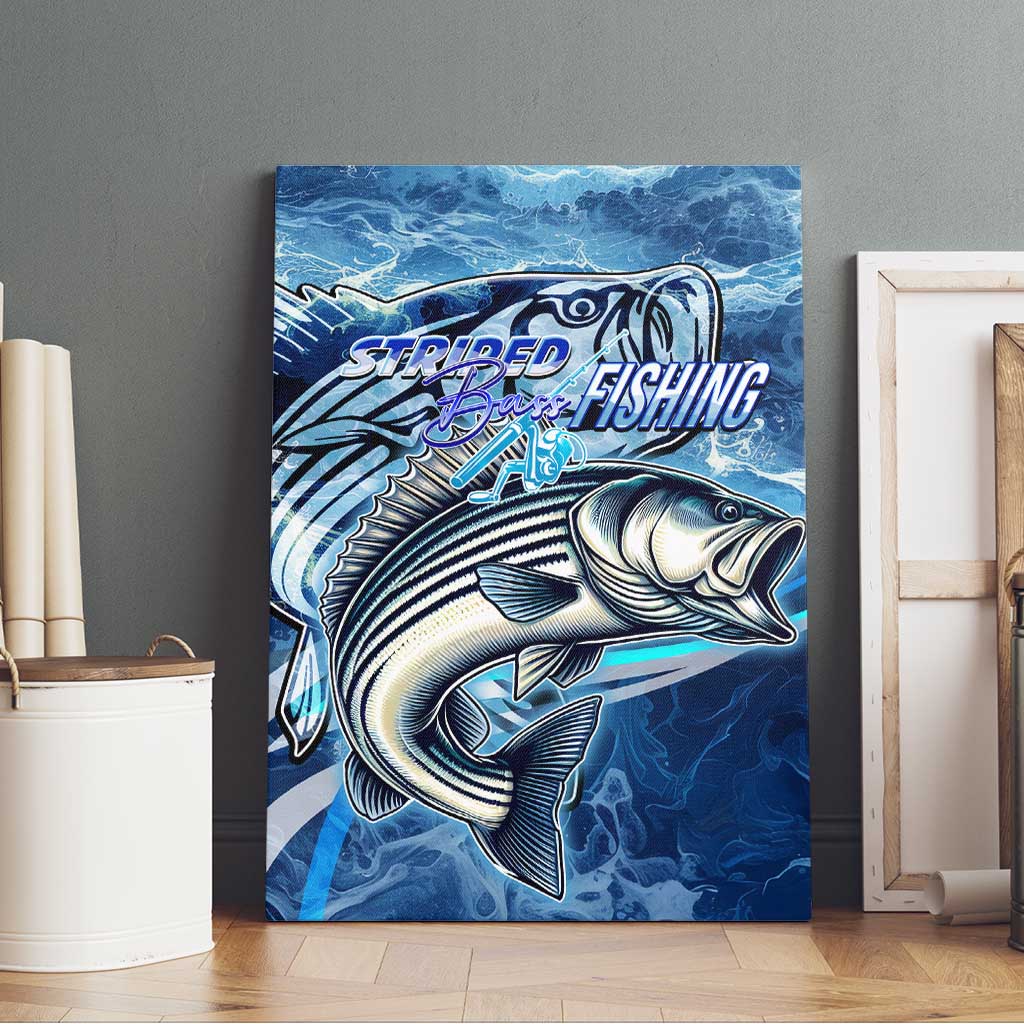 Striped Bass Fishing Canvas Wall Art Ocean Waves