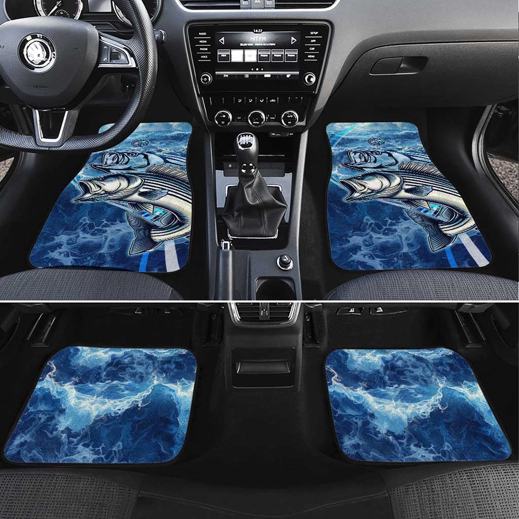 Striped Bass Fishing Car Mats Ocean Waves