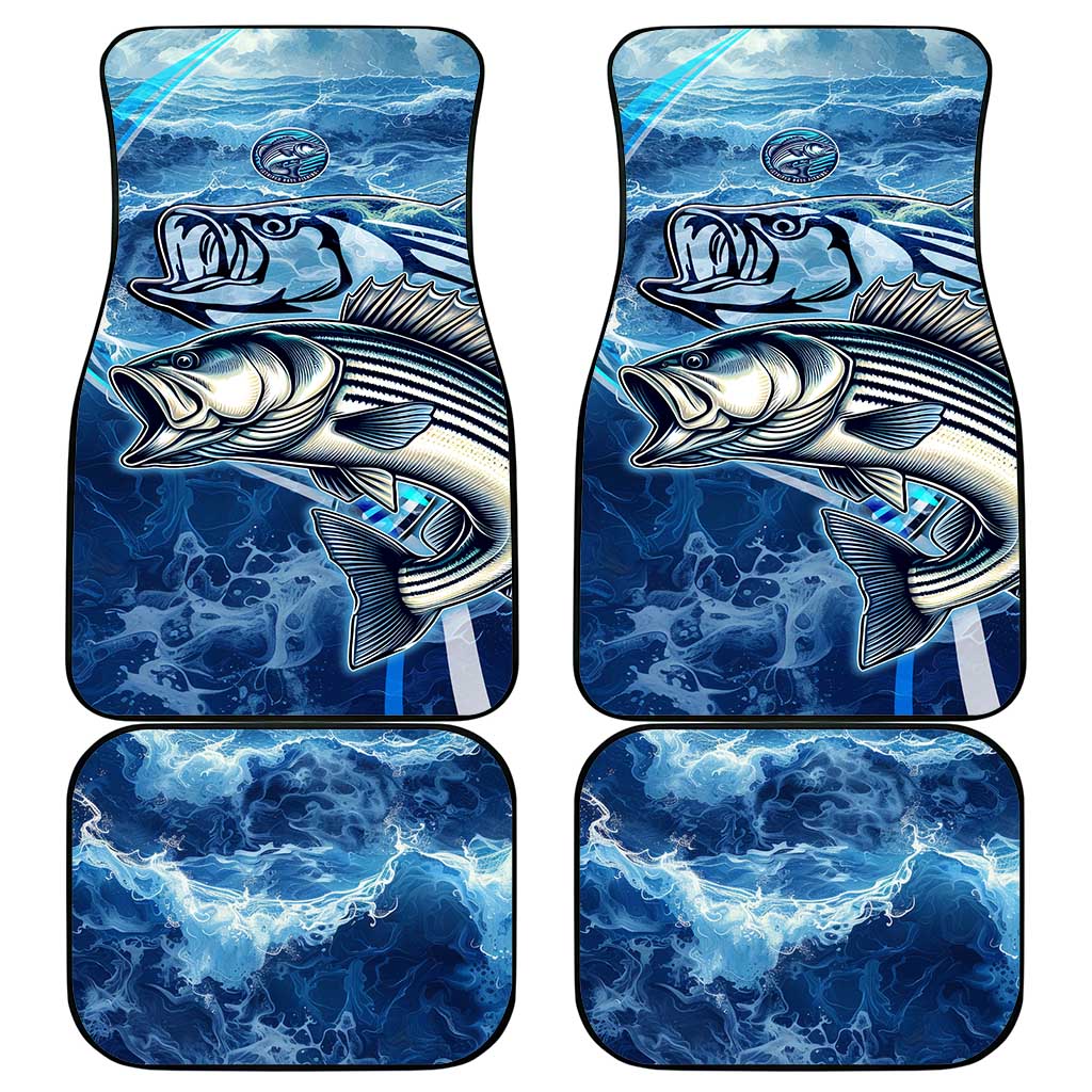 Striped Bass Fishing Car Mats Ocean Waves