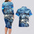 Striped Bass Fishing Couples Matching Long Sleeve Bodycon Dress and Hawaiian Shirt Ocean Waves