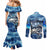 Striped Bass Fishing Couples Matching Mermaid Dress and Long Sleeve Button Shirt Ocean Waves