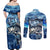 Striped Bass Fishing Couples Matching Off Shoulder Maxi Dress and Long Sleeve Button Shirt Ocean Waves