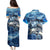Striped Bass Fishing Couples Matching Puletasi and Hawaiian Shirt Ocean Waves
